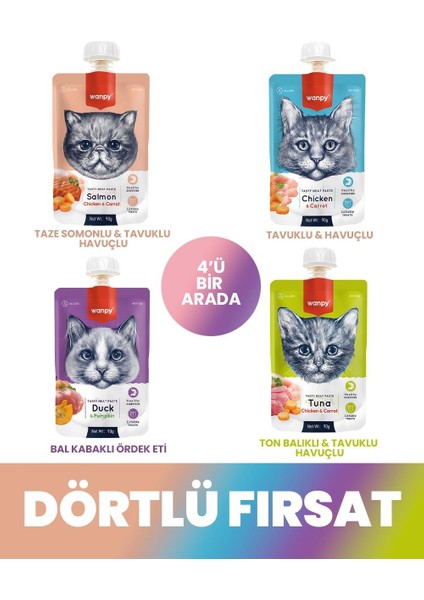 Kedi Et Ezmesi 4X90GR 4 Lezzet Mix Paket
