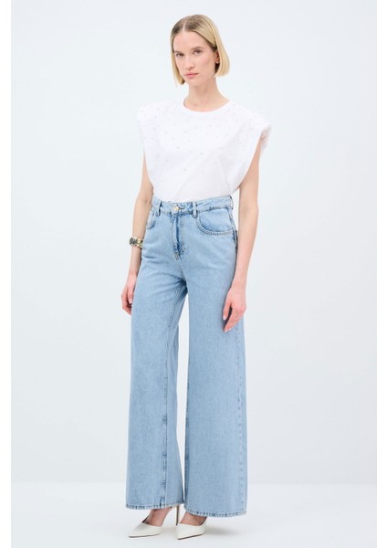 Bol Paça Denim Pantolon Mavi 15345002002