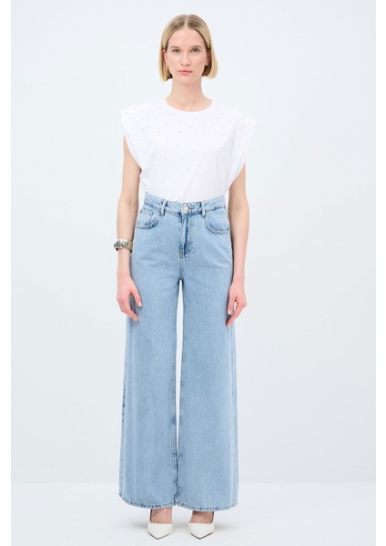 Bol Paça Denim Pantolon Mavi 15345002002