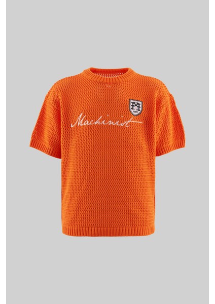 Mchnst Knıt Badget Detaıled Tee Orange
