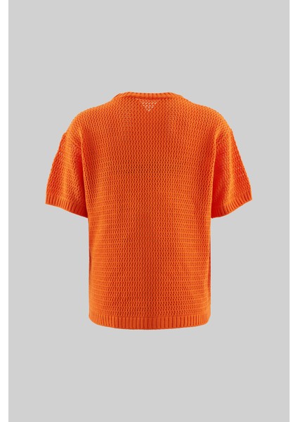 Mchnst Knıt Badget Detaıled Tee Orange