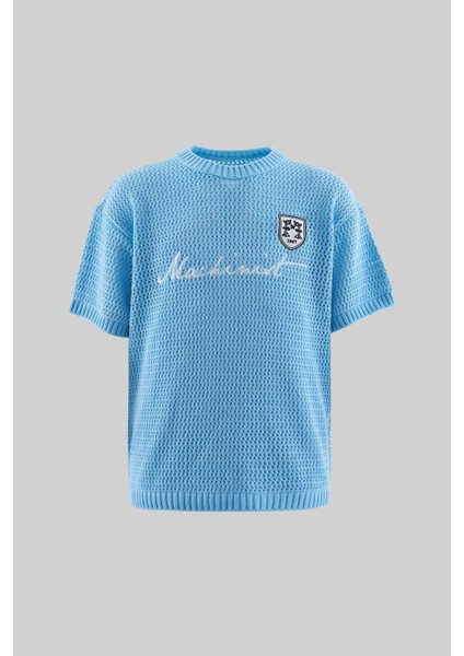 Mchnst Knıt Badget Detaıled Tee Baby Blue