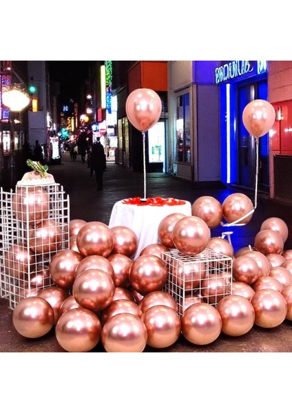 25 Adet Rose Gold Krom Balon Parlak Metalik Krom Rose Gold Balon Helyum Gazına Uçan Balona Uygundur modelleri