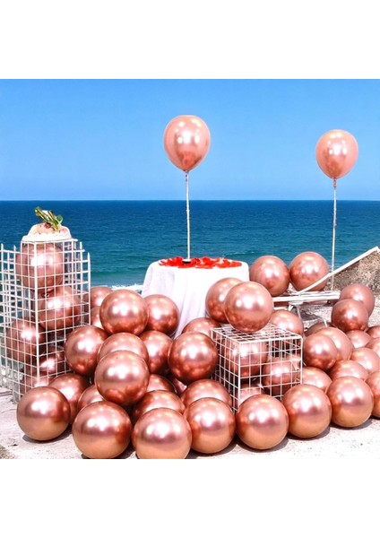 25 Adet Rose Gold Krom Balon Parlak Metalik Krom Rose Gold Balon Helyum Gazına Uçan Balona Uygundur fırsatları