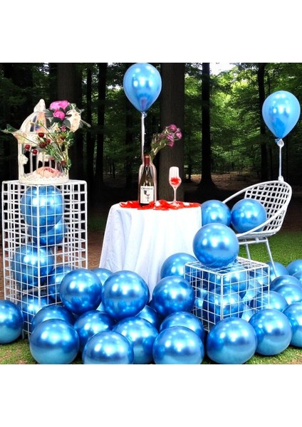 25 Adet Koyu Mavi Krom Balon Parlak Metalik Krom Koyu Mavi Balon Helyum Gazına Uçan Balona Uygundur
