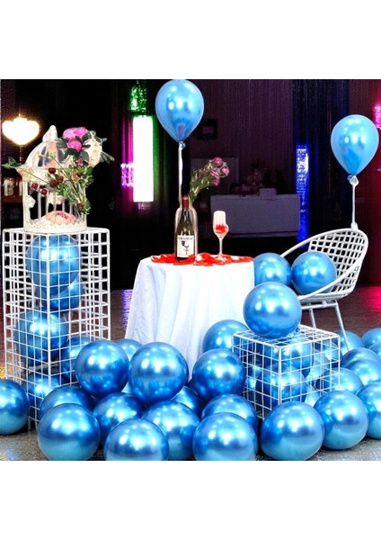 25 Adet Koyu Mavi Krom Balon Parlak Metalik Krom Koyu Mavi Balon Helyum Gazına Uçan Balona Uygundur fırsatları