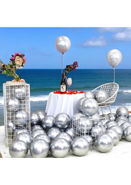 25 Adet Gümüş Krom Balon Parlak Metalik Krom Gümüş Balon Helyum Gazına Uçan Balona Uygundur modelleri