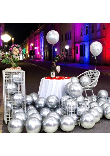 25 Adet Gümüş Krom Balon Parlak Metalik Krom Gümüş Balon Helyum Gazına Uçan Balona Uygundur fırsatları
