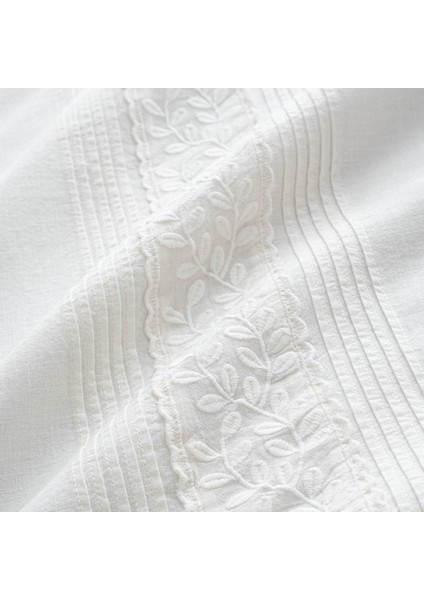 Adelya Battal Boy Nevresim Takımı %100 Organik Pamuk Keten Brodeli Krem 240X220 cm fırsatları