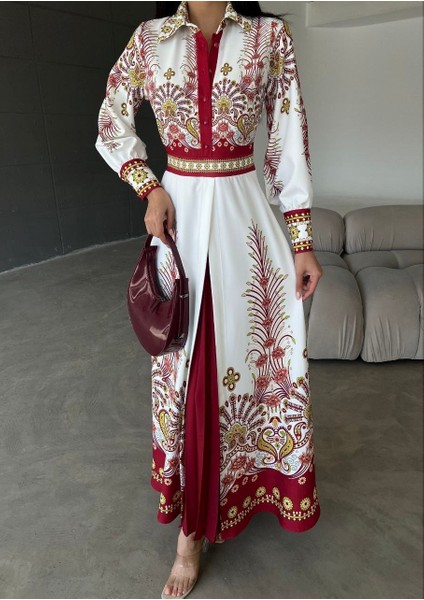 Atlas Kumaş & Pilise Detaylı Elbise