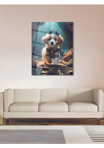 Sevimli Asker Köpeği Cam Tablo - MOD095 fiyatları