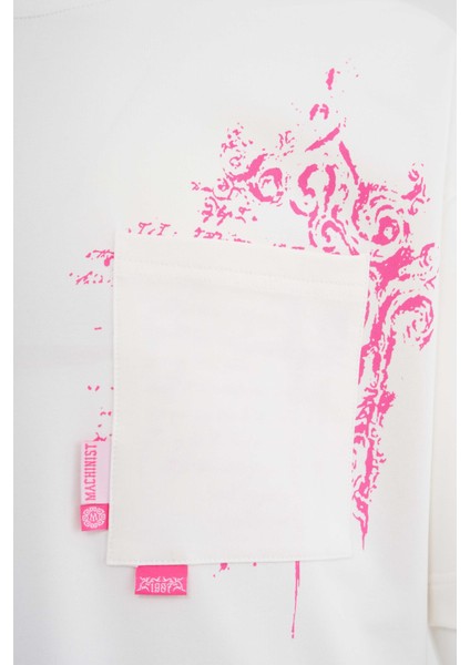 Erkek Label And Print Pocket Oversize Ekru Tişört fiyatları