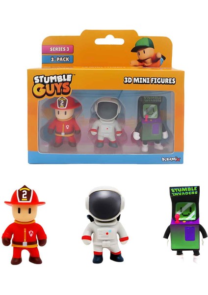 3’lü Mini Figür Seti S3 TUY23000 - Fireman Torch - Astronaut - Stumble Invaders