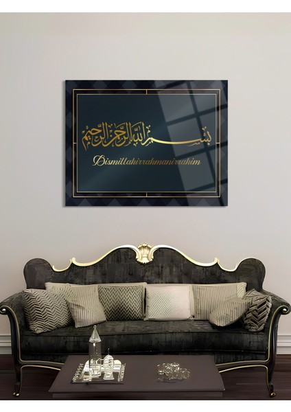 Besmele Yazılı Dini Cam Tablo - Dini Duvar Tablosu - Islami Cam Tablo - Islami Tablolar - ISL037 fiyatları