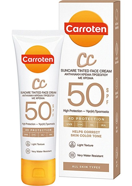 cc Spf 50 Renkli Yüz Güneş Kremi – Yüksek Koruma ve Cilt Tonu , 50 ml