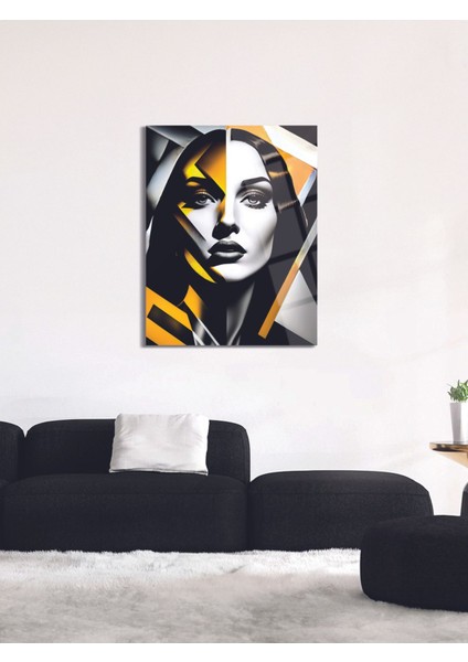 Op-Art Kadın Silüeti Cam Tablo - MOD028