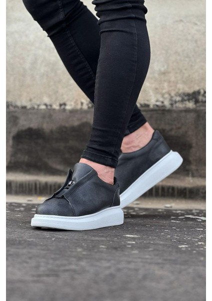 HS010 Gri Cilt Erkek Casual Ayakkabı