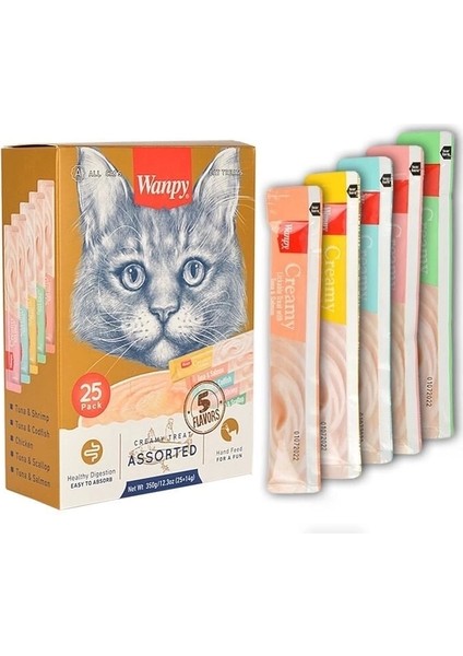 Wanpy Karışık Sıvı Kedi Ödül Maması 25X14 gr