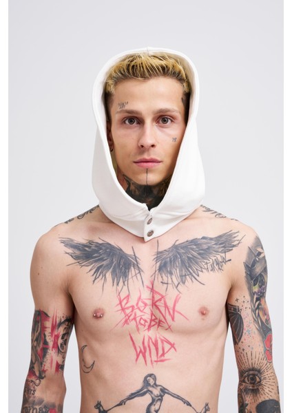Erkek Basıc Ekru Hoodie