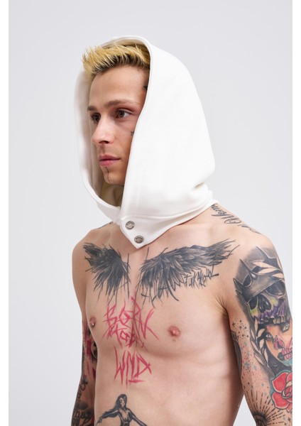 Erkek Basıc Ekru Hoodie