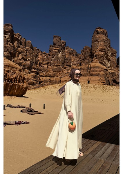 A Pile Ekstra Salaş Modal Elbise Butter Yellow