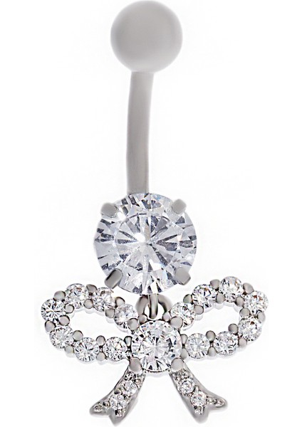 Kadın Fiyonk Model Tektaş Detay Taşlı Çelik Piercing