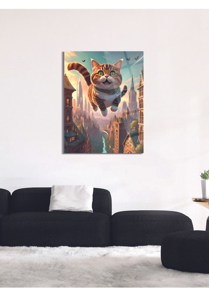 Mutlu Kedi Cam Tablo - MOD064