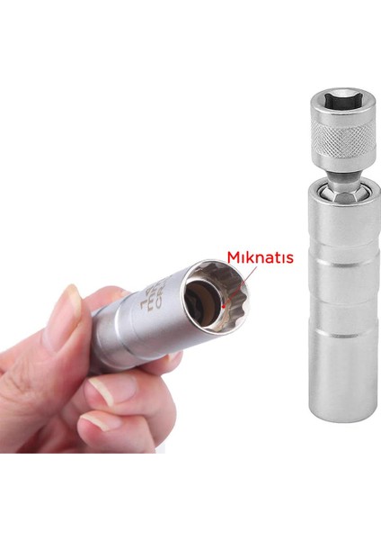 6361 Mıknatıslı Oniki Köşe Mafsallı 3/8" Buji Lokması 14 mm