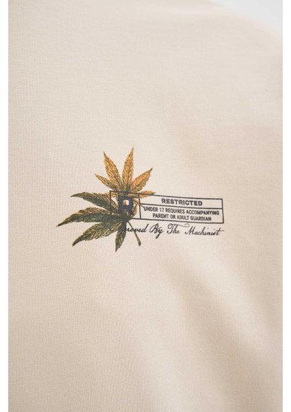 Erkek Venus Covered With Weed Oversize Soft Bej Tişört