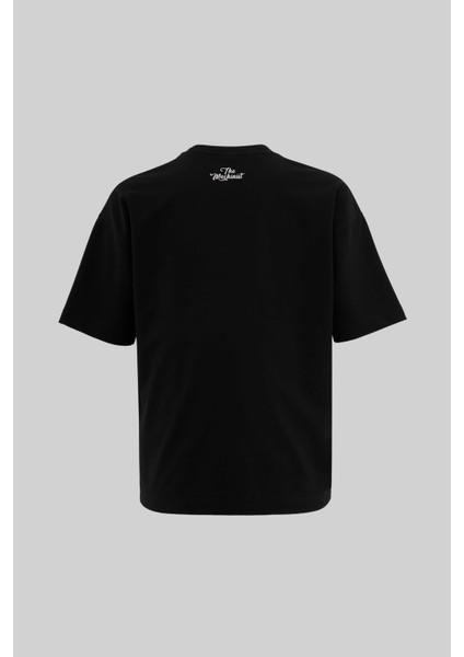 Erkek Golden Tears Printed Oversize Siyah Tişört