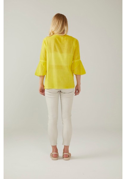 Sarı Şile Bezi Işlemeli Bluz fırsatları