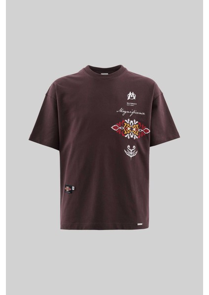 Erkek Ethnical Printed And Embroidered Tişört Oak Coffe fiyatları