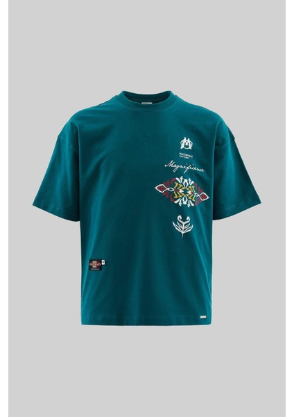 Erkek Ethnical Printed And Embroidered Tişört Oıl Green fiyatları