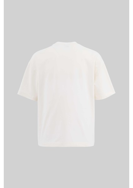 Erkek Mud Technical Printed Oversize Ekru Tişört modelleri