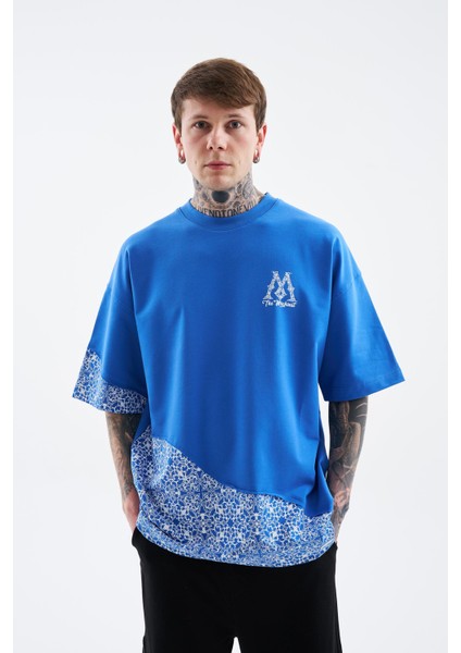 Erkek Ethnic Pieces Oversize Soft Mavi Tişört