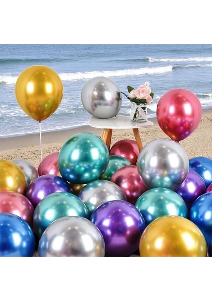 25 Adet Renkli Krom Balon Parlak Metalik Krom Renkli Balon Helyum Gazına Uçan Balona Uygundur modelleri