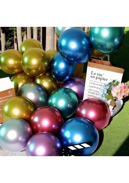 25 Adet Renkli Krom Balon Parlak Metalik Krom Renkli Balon Helyum Gazına Uçan Balona Uygundur fırsatları
