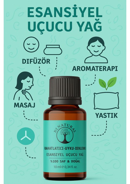 Uyku Dinlendirici Uçucu Yağ Saf Doğal Esans Buhurdanlık Difüzör Oda Esansı 10 M