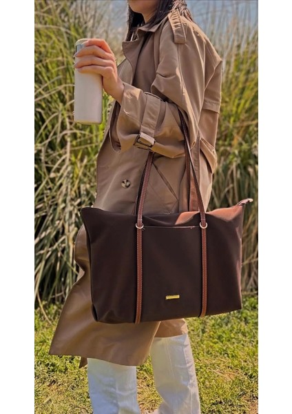 Kadın Şeritli Shopper El ve Omuz Çantası