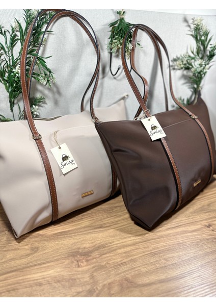 Kadın Şeritli Shopper El ve Omuz Çantası modelleri