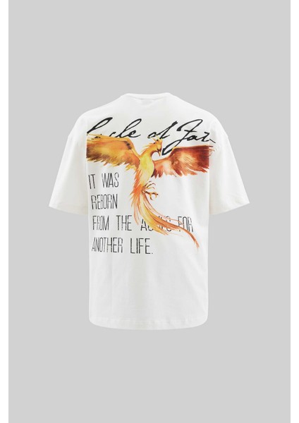 Erkek Anka Printed Oversize Ekru Tişört