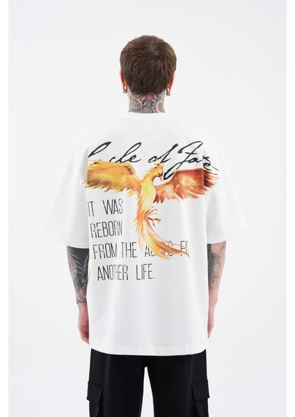 Erkek Anka Printed Oversize Ekru Tişört modelleri
