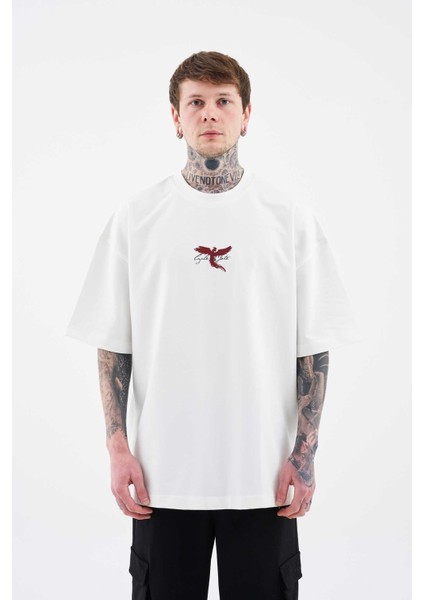 Erkek Anka Printed Oversize Ekru Tişört fırsatları