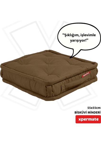 Bisküvi Minder Petek Önü Palet Üstü Minderi Fransız Minder Bank ve Bahçe Minderi 55X55X14 cm Kahve