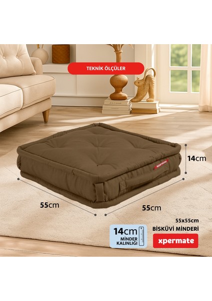 Bisküvi Minder Petek Önü Palet Üstü Minderi Fransız Minder Bank ve Bahçe Minderi 55X55X14 cm Kahve fiyatları