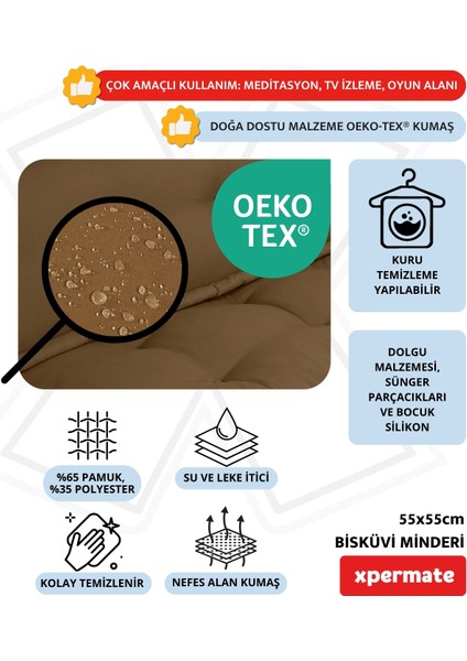 Bisküvi Minder Petek Önü Palet Üstü Minderi Fransız Minder Bank ve Bahçe Minderi 55X55X14 cm Kahve modelleri