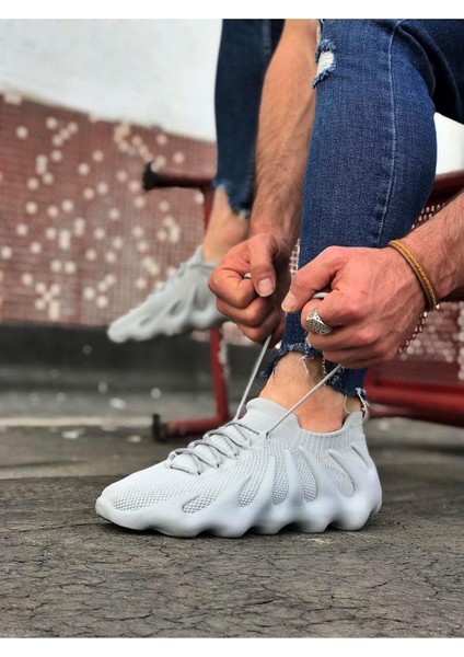 HS300 Gri Triko Sargı Taban Casual Erkek Ayakkabı
