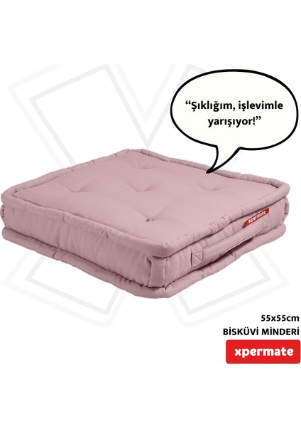Bisküvi Minder Petek Önü Palet Üstü Minderi Fransız Minder Bank ve Bahçe Minderi 55X55X14 cm Pembe
