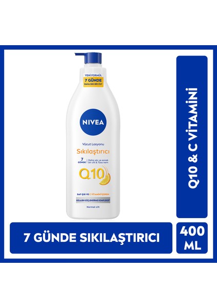 Q10 Sıkılaştırıcı Vücut Losyonu Pump 400 ml ;10 Günde Sıkılaşmış ve Esnek Cilt; Avantajlı Boy