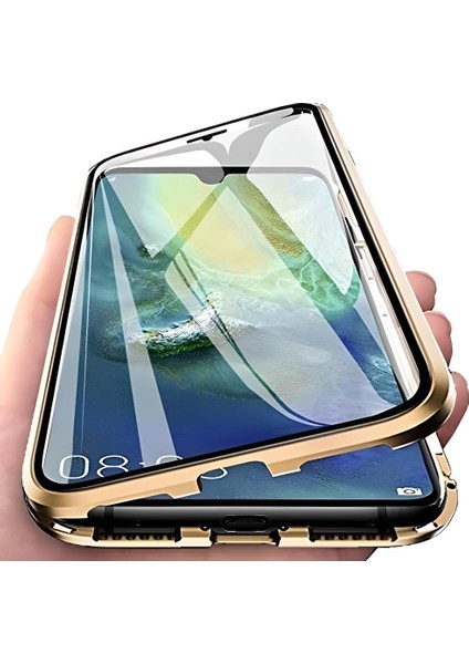 iPhone 11 Pro Max Uyumlu Kılıf Önü Açık Arkası Temperli Camlı Manyetik Adsorpsiyon Darbeye Dayanıklı Kapak